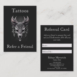 Gothic Fantasy Wolf Skull Black & Silver Referenz Visitenkarte