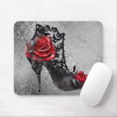 Gothic Fashion Rote Rosen Stiletto Bootie on Grung Mousepad (Mit Mouse)