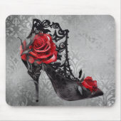 Gothic Fashion Rote Rosen Stiletto Bootie on Grung Mousepad (Vorne)