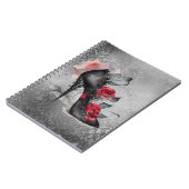 Gothic Fashion Spiked Stiletto und Rote Rose Splas Notizblock (Linke Seite)