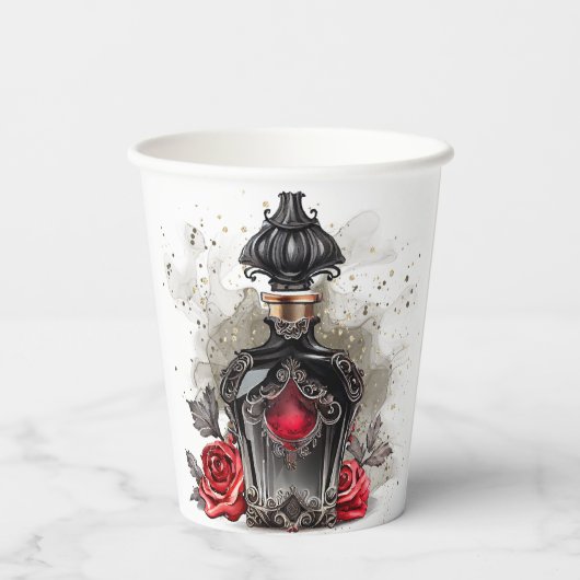 Gothic Fashion Viktorianisch Parfümflasche mit Ros Pappbecher (Rückseite)
