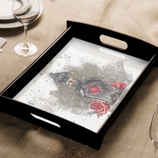 Gothic Fashion Viktorianisch Parfümflasche mit Ros Seidenpapier