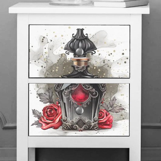 Gothic Fashion Viktorianisch Parfümflasche mit Ros Seidenpapier