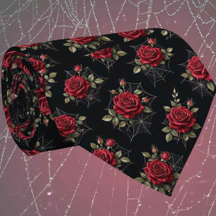 Gothic Faux Seide   Rosen & Spinnennetze Gentleman Krawatte