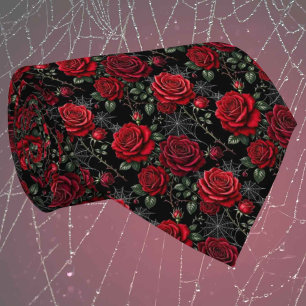 Gothic Faux Seide Rosen & Spinnennetze Gentleman Krawatte