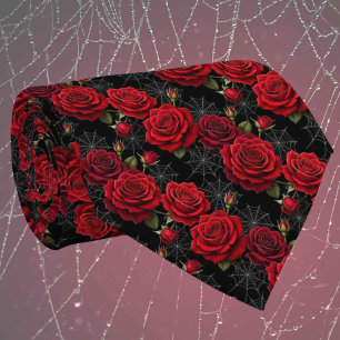 Gothic Faux Seide Rosen & Spinnennetze Gentleman Krawatte