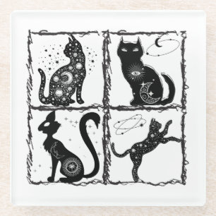 Gothic Feline Familiars.w Glasuntersetzer