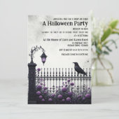 Gothic Fence Halloween-Party Einladung (Stehend Vorderseite)