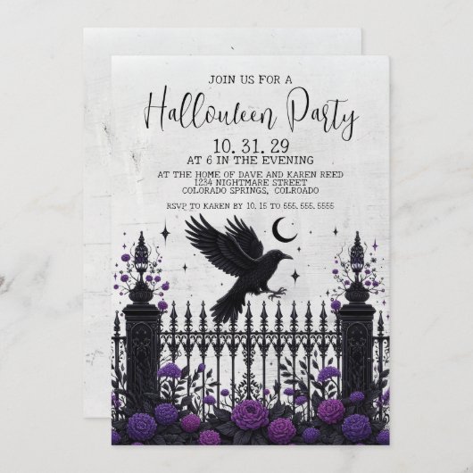 Gothic Fence Halloween-Party laden ein Einladung (Vorne/Hinten)