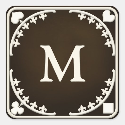 Gothic Filigree Antique Mit Monogramm Persönliches Quadratischer Aufkleber (Vorderseite)