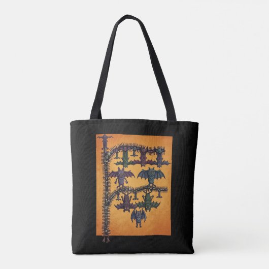 Gothic-Fledermäuse Halloween-Tragetasche Tasche (Rückseite)