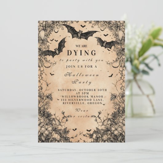 Gothic Flight Dark Halloween Einladung (Stehend Vorderseite)