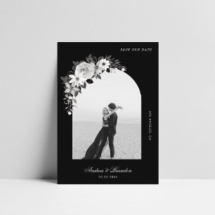 Gothic Floral & Arch Foto Black Halloween Hochzeit Save The Date