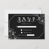 Gothic Floral Black Wedding RSVP Enclosure Card Karte (Vorderseite)