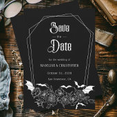 Gothic Floral Black Wedding Save the Date Einladung