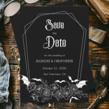 Gothic Floral Black Wedding Save the Date