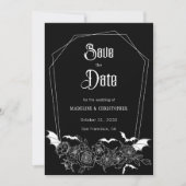 Gothic Floral Black Wedding Save the Date Einladung (Vorderseite)