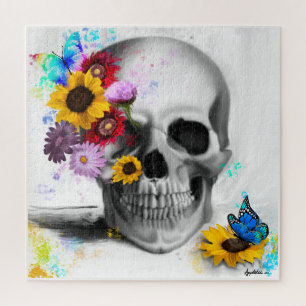 Gothic Floral butterfly skull Puzzle