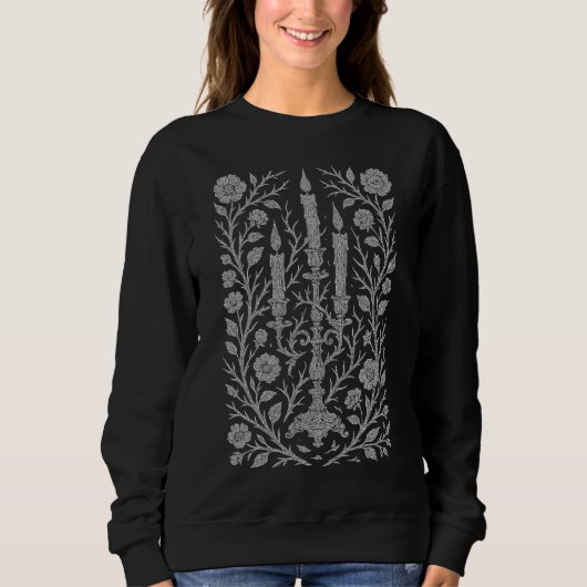 Gothic Floral Candelabrum - Vintage Linie Art Sweatshirt (Vorderseite)