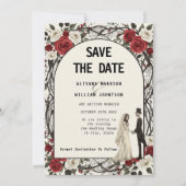 Gothic Floral Corpse Couple Halloween Save The Date (Vorderseite)