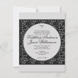 Gothic Floral Damask Monogram Wedding Einladung