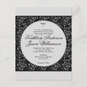 Gothic Floral Damask Monogram Wedding Einladung