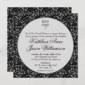 Gothic Floral Damask Monogram Wedding Einladung (Vorne/Hinten)