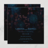 Gothic Floral Dark Blue Blume Handfasting Invita Einladung (Vorne/Hinten)