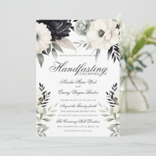 Gothic Floral Dark Boho Schwarz Creme Handfasting Einladung