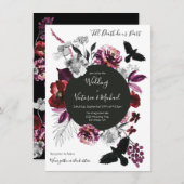Gothic Floral Dark & Moody Wedding Einladung (Vorne/Hinten)