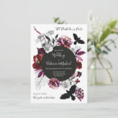 Gothic Floral Dark & Moody Wedding Einladung (Stehend Vorderseite)