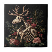 Gothic Floral Deer Skeleton Fliese (Vorderseite)