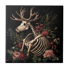 Gothic Floral Deer Skeleton Fliese