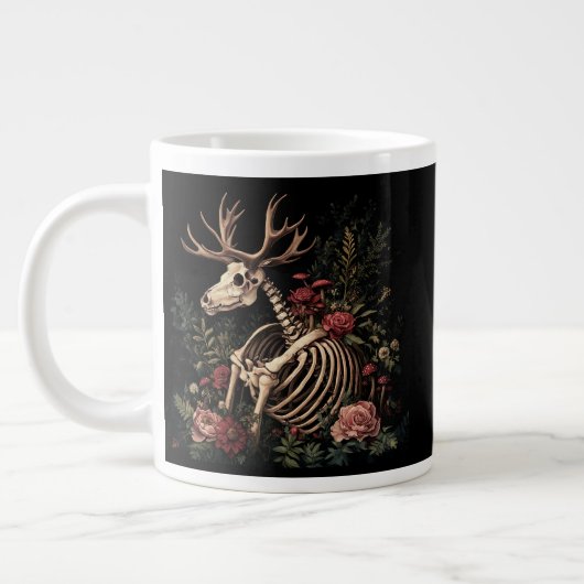 Gothic Floral Deer Skeleton Jumbo-Tasse (Links)