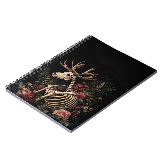 Gothic Floral Deer Skeleton Notizblock (Linke Seite)