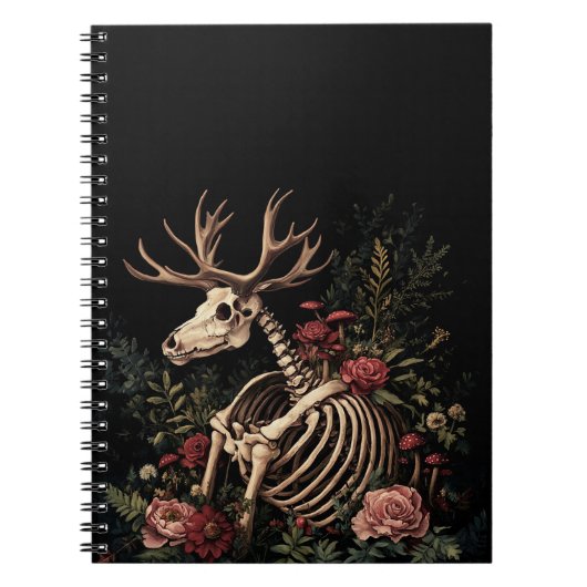 Gothic Floral Deer Skeleton Notizblock (Vorderseite)