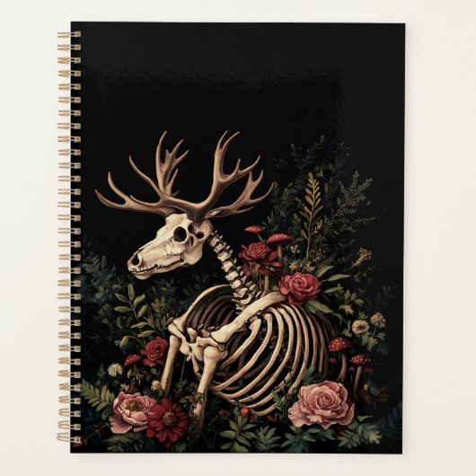 Gothic Floral Deer Skeleton Planer (Vorderseite)