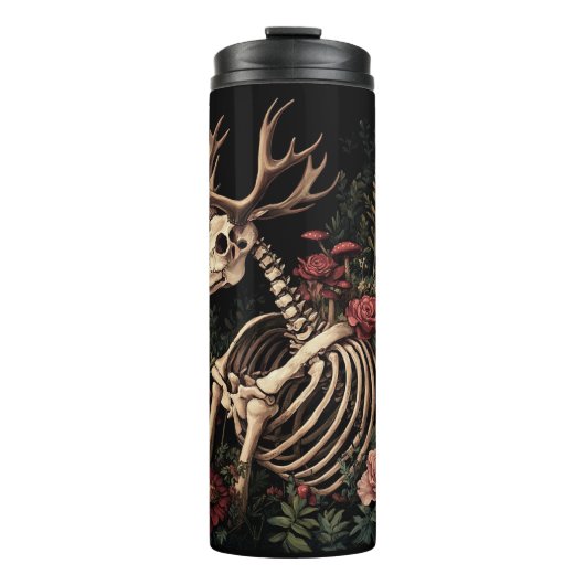 Gothic Floral Deer Skeleton Thermosbecher (Vorderseite)