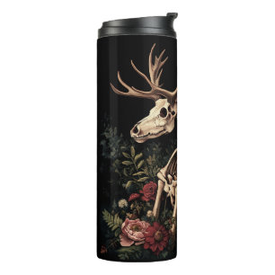 Gothic Floral Deer Skeleton Thermosbecher