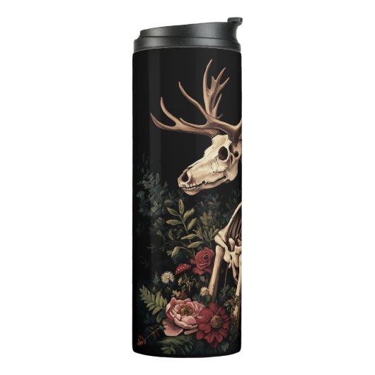 Gothic Floral Deer Skeleton Thermosbecher (Nach links gedreht)