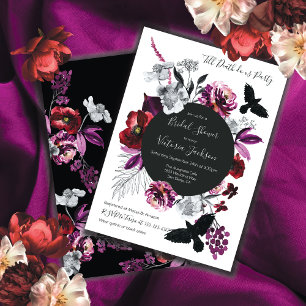 Gothic Floral Dunkle & Melancholische Babyparty Einladung