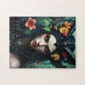 Gothic Floral Forest Queen - Dark Nature Goddess Puzzle (Horizontal)