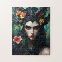 Gothic Floral Forest Queen - Dark Nature Goddess