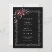 Gothic Floral Frame Dark Goth Halloween Hochzeit Einladung (Vorderseite)