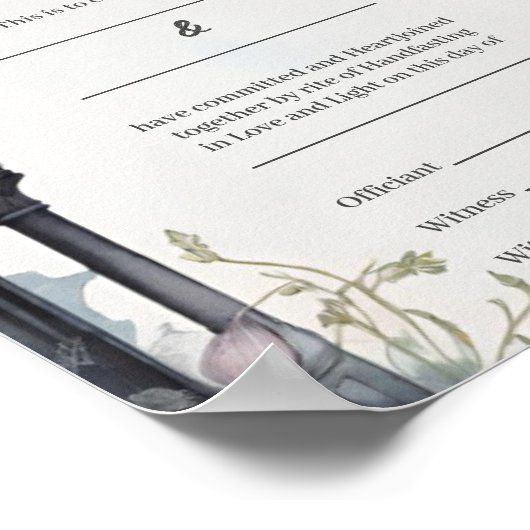 Gothic Floral Garden Gate Handfastzertifikat Poster (Ecke)