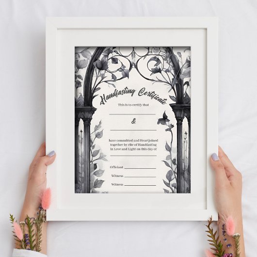 Gothic Floral Garden Gate Handfastzertifikat Poster