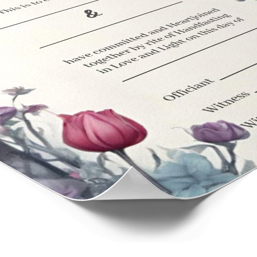 Gothic Floral Garden Gate Handfastzertifikat Poster (Ecke)