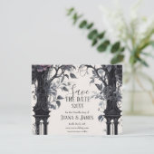 Gothic Floral Garden Gate Pagan Handfasts Save The Date (Stehend Vorderseite)
