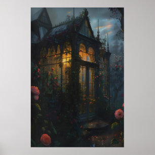Gothic Floral Gewächshaus Rosen Kunst Druckbar Poster