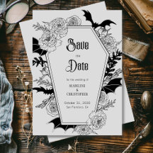 Gothic Floral Gray Wedding Save the Date
